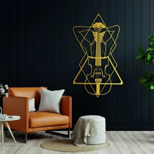 Women and Violin Metal Art Laser Cut Metal Sign Abstract Decor for Room 3