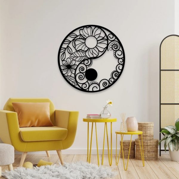 Ying Yang Metal Wall Art Laser Cut Metal Signs Spiritual Mandala Art Gift for Yoga Lover