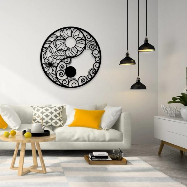 Ying Yang Metal Wall Art Laser Cut Metal Signs Spiritual Mandala Art Gift for Yoga Lover