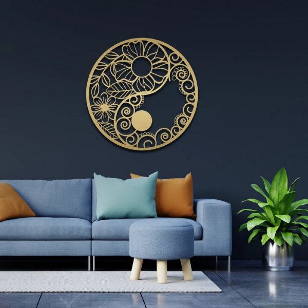 Ying Yang Metal Wall Art Laser Cut Metal Signs Spiritual Mandala Art Gift for Yoga Lover