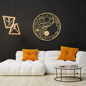 Ying Yang Metal Wall Art Laser Cut Metal Signs Spiritual Mandala Art Gift for Yoga Lover 4