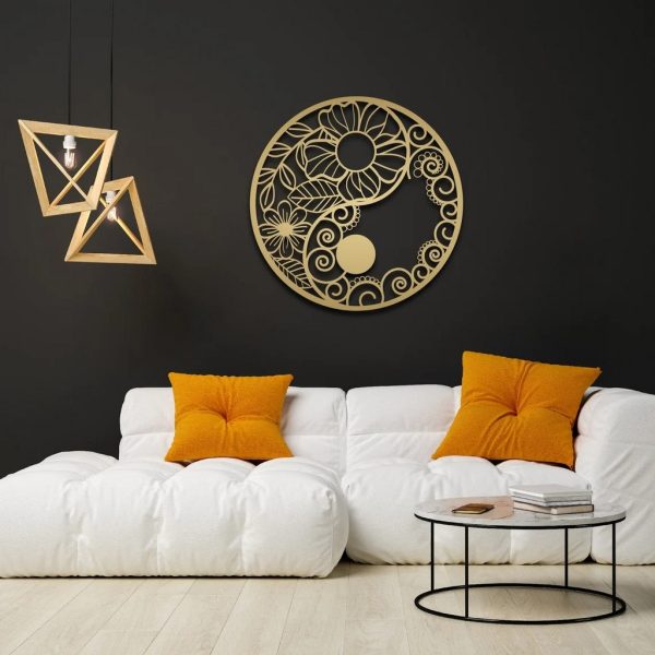 Ying Yang Metal Wall Art Laser Cut Metal Signs Spiritual Mandala Art Gift for Yoga Lover