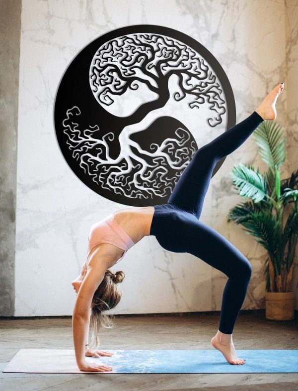 Ying Yang Tree Of Life Metal Art Laser Cut Metal Sign Wall Decor Room Gift for Yoga Lover