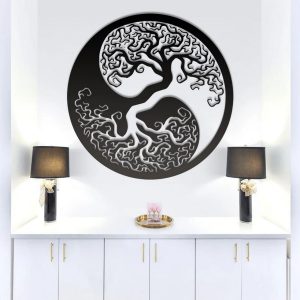 Ying Yang Tree Of Life Metal ARt Laser Cut Metal Sign Wall Decor Room Gift for Yoga Lover 4