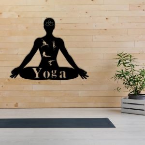 Yoga Meditation Personalized Metal Name Sign Decor Home Gift for Yoga Lover