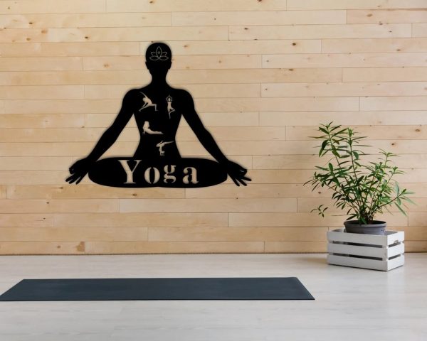 Yoga Meditation Personalized Metal Name Sign Decor Home Gift for Yoga Lover