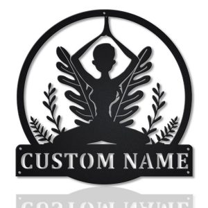 Yoga Meditation Personalized Metal Name Sign Yoga Room Decor