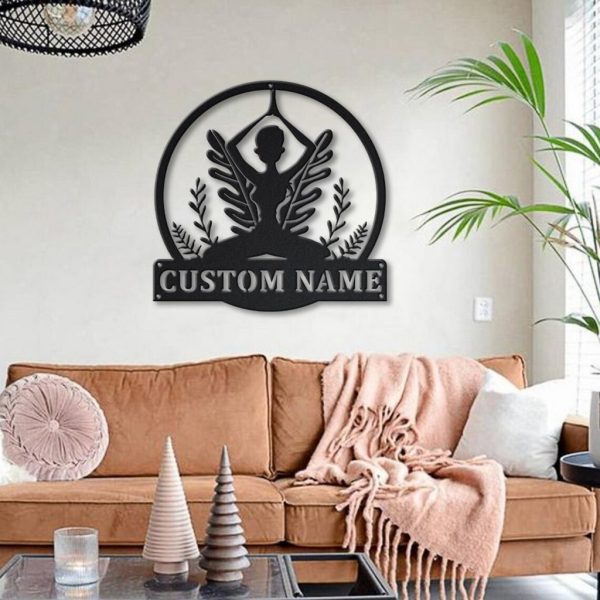 Yoga Meditation Personalized Metal Name Sign Yoga Room Decor