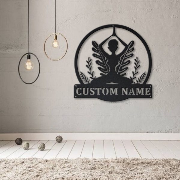 Yoga Meditation Personalized Metal Name Sign Yoga Room Decor