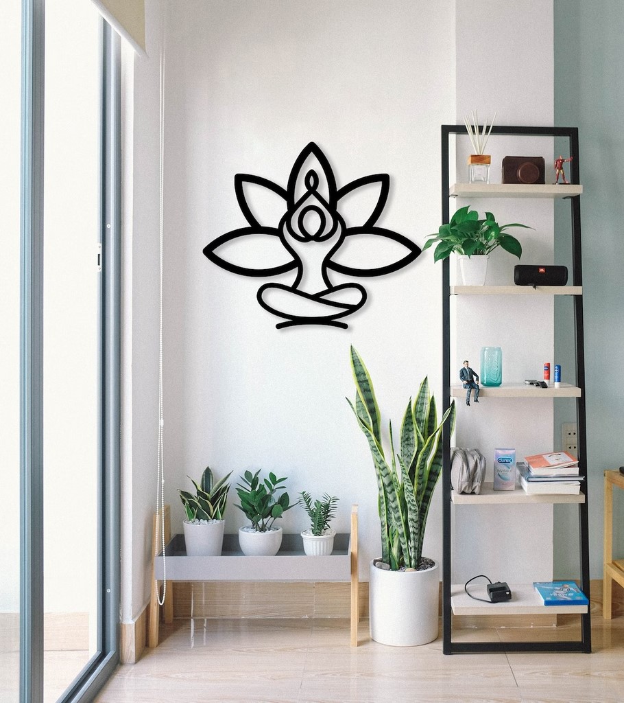 Yoga Pose Metal Sign Laser Cut Metal Signs Lotus Flower Art Decor Gift for Yoga Lover Yoga Decor