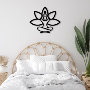 Yoga Pose Metal Sign Laser Cut Metal Signs Lotus Flower Art Decor Gift for Yoga Lover