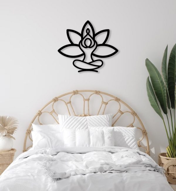 Yoga Pose Metal Sign Laser Cut Metal Signs Lotus Flower Art Decor Gift for Yoga Lover