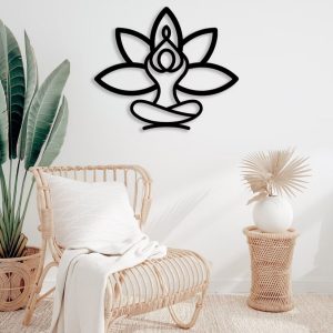 Yoga Pose Metal Sign Laser Cut Metal Signs Lotus Flower Art Decor Gift for Yoga Lover 3