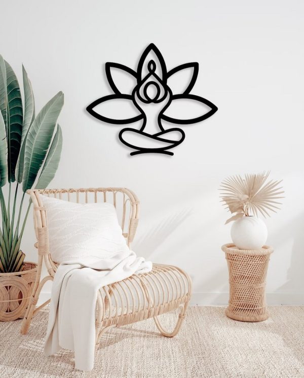 Yoga Pose Metal Sign Laser Cut Metal Signs Lotus Flower Art Decor Gift for Yoga Lover