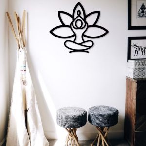 Yoga Pose Metal Sign Laser Cut Metal Signs Lotus Flower Art Decor Gift for Yoga Lover 4