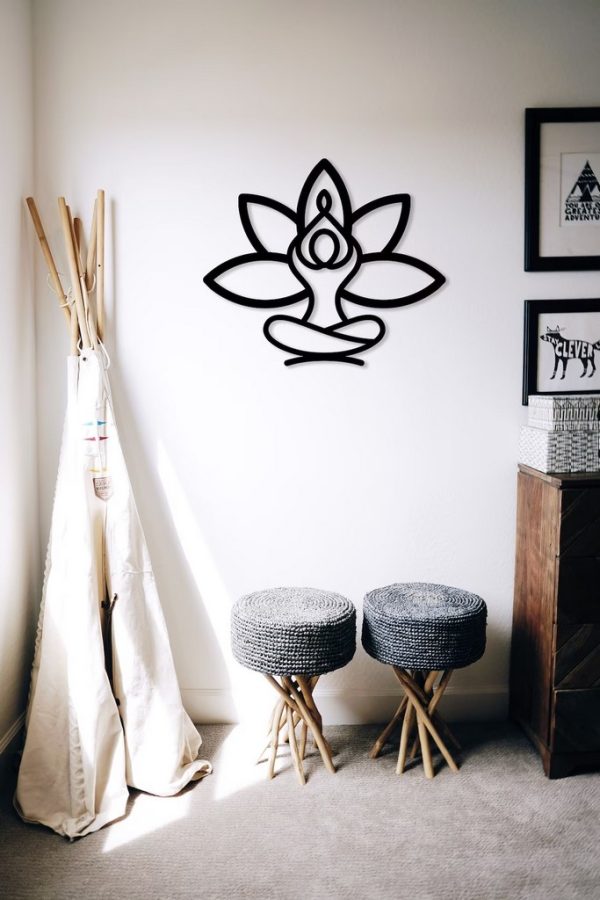 Yoga Pose Metal Sign Laser Cut Metal Signs Lotus Flower Art Decor Gift for Yoga Lover