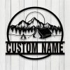 camping Mountain Signs Personalized Metal Name Sign Campfire Art Decor for Camper 1