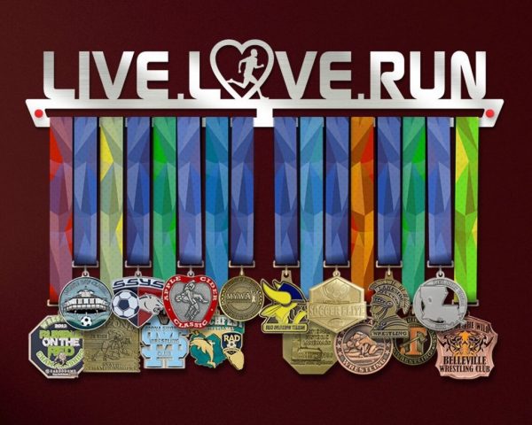 Live Love Run Inspirational Medal Hanger Display Wall Rack Frame for Runner