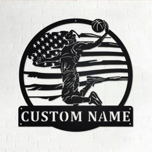 Personalized US Basketball Player Metal Sign Wall Art Custom Name Signs