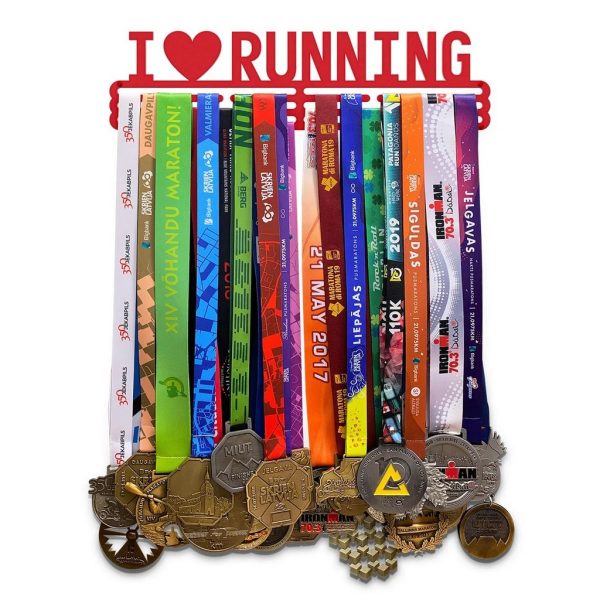 I Love Running Medal Display Hanger With 12 Hooks Gift for Runner