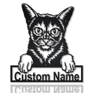 Abyssinian Cat Metal Art Personalized Metal Name Sign Decor Home Gift for Cat Lover