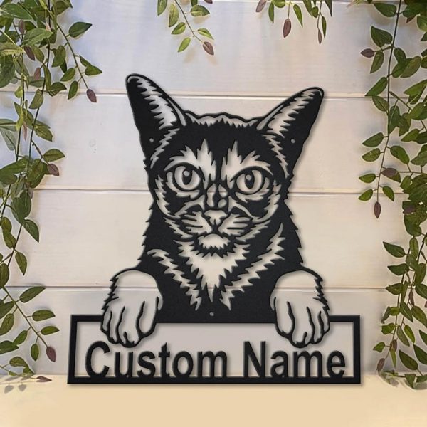 Abyssinian Cat Metal Art Personalized Metal Name Sign Decor Home Gift for Cat Lover