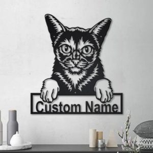 Abyssinian Cat Metal Art Personalized Metal Name Sign Decor Home Gift for Cat Lover 3