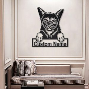 Abyssinian Cat Metal Art Personalized Metal Name Sign Decor Home Gift for Cat Lover 4