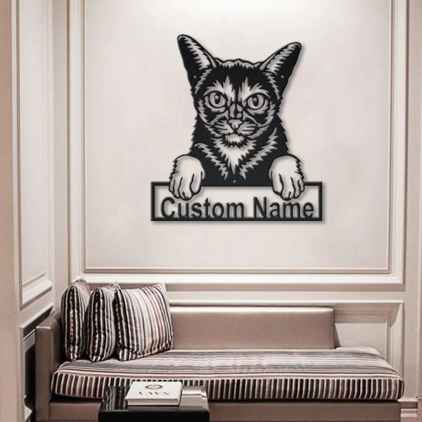 Abyssinian Cat Metal Art Personalized Metal Name Sign Decor Home Gift for Cat Lover