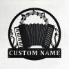 Accordion Musical Instrument Metal Art Personalized Metal Name Sign Music Room Decor 1