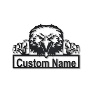 American Bald Eagle Metal Art Personalized Metal Name Sign Decor Home Gift for Animal Lover