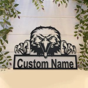 American Bald Eagle Metal Art Personalized Metal Name Sign Decor Home Gift for Animal Lover 4