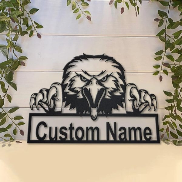 American Bald Eagle Metal Art Personalized Metal Name Sign Decor Home Gift for Animal Lover