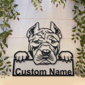 American Bully Dog Metal Art Personalized Metal Name Sign Decor Home Gift for Dog Lover 3