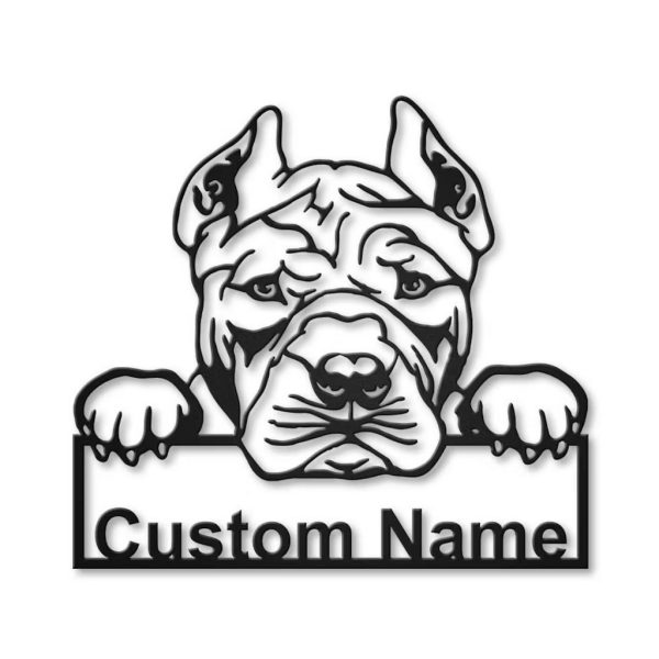 American Bully Dog Metal Art Personalized Metal Name Sign Decor Home Gift for Dog Lover