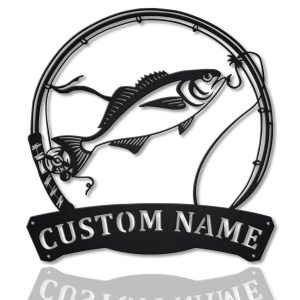 American Sailfish Metal Art Personalized Metal Name Sign Decor Home Fishing Gift for Fisherman