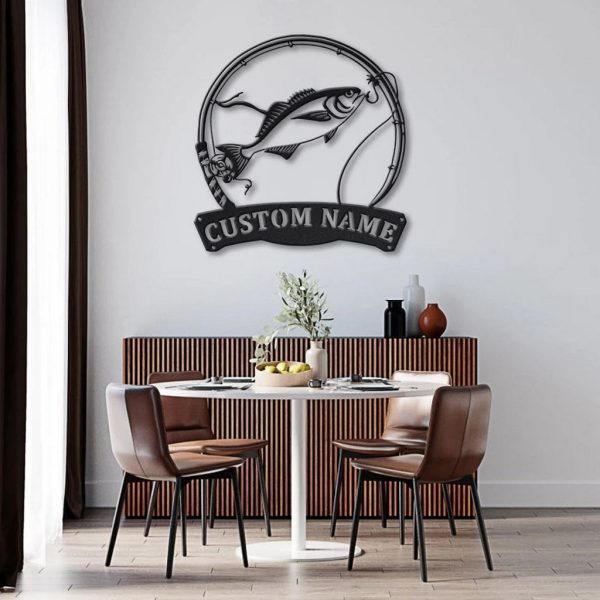 American Sailfish Metal Art Personalized Metal Name Sign Decor Home Fishing Gift for Fisherman