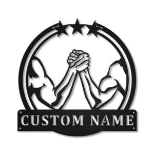 Arm Wrestling Metal Sign Personalized Metal Name Signs Home Decor Sport Lovers Gifts