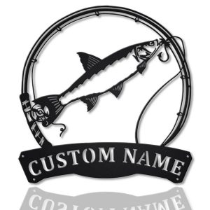 Asp Fish Metal Art Personalized Metal Name Sign Decor Home Fishing Gift for Fisherman 1