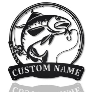Atlantic Cod Fish Metal Art Personalized Metal Name Sign Decor Home Fishing Gift for Fisherman