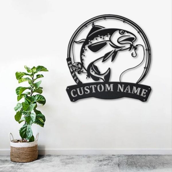 Atlantic Cod Fish Metal Art Personalized Metal Name Sign Decor Home Fishing Gift for Fisherman