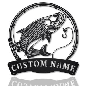 Atlantic Tarpon Fish Metal Art Personalized Metal Name Sign Decor Home Fishing Gift for Fisherman 1