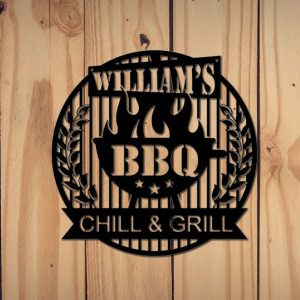 BBQ Personalized Metal Signs Funny Bar Signs Beer and Grill Kitchen Decor Grilling Gift