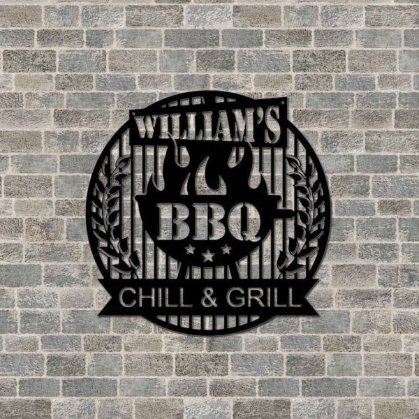 BBQ Personalized Metal Signs Funny Bar Signs Beer and Grill Kitchen Decor Grilling Gift