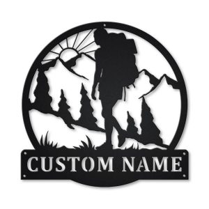 Backpacking Hiking Metal Sign Personalized Metal Name Signs Home Decor Hiking Lovers Gifts
