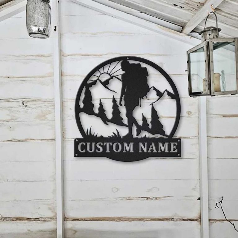 Backpacking Hiking Metal Sign Personalized Metal Name Signs Home Decor ...