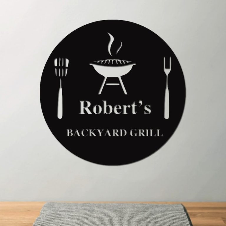 Backyard Grill Laser Cut Metal Signs Garden Bar Outdoor Decor Dad's BBQ