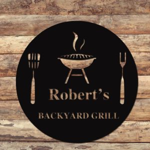 Backyard Grill Laser Cut Metal Signs Garden Bar Outdoor Decor Dads BBQ 2