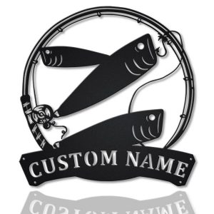 Bait Fish Metal Art Personalized Metal Name Sign Decor Home Fishing Gift for Fisherman 1