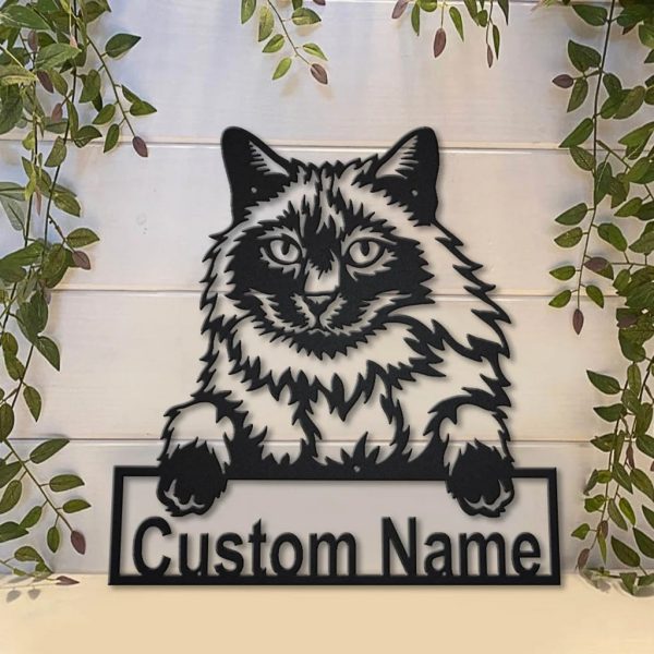 Balinese Cat Metal Art Personalized Metal Name Sign Decor Home Gift for Cat Lover